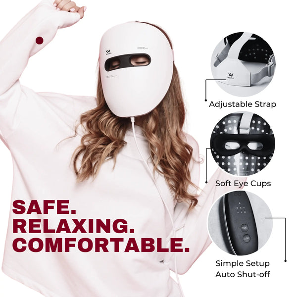 WAVLO Apollo SG LED face mask highlighted as safe, relaxing, and comfortable for daily use